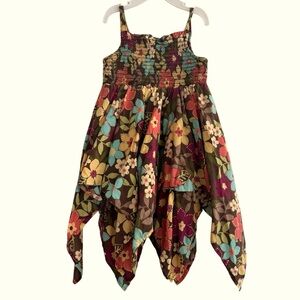 Gymboree Floral Dress Toddler Girls 4T Spaghetti Straps Handkerchief Smocked